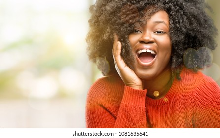 Similar Images, Stock Photos & Vectors of Beautiful african woman happy ...