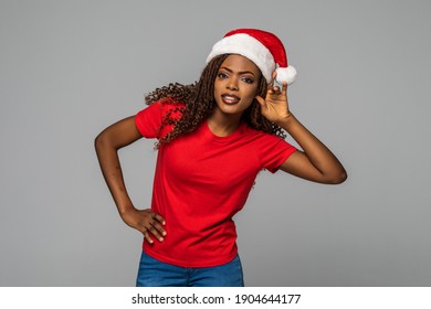 woman in santa hat