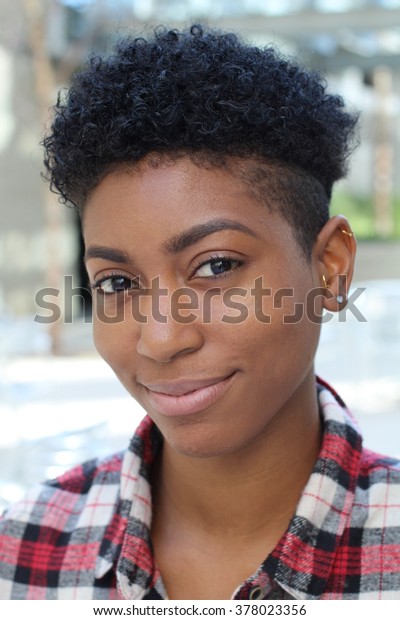 Beautiful African Woman Short Curly Hair Stock Photo Edit Now