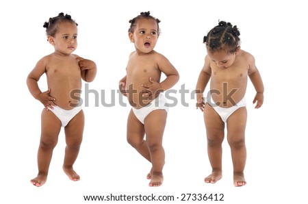 Beautiful African-American triplets isolated on white
