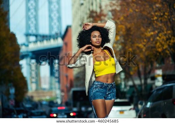 Beautiful Afro American Girl Vintage Brooklyn Stock Pho