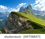 Beautiful Alpe di Seceda during spring, Dolomites.