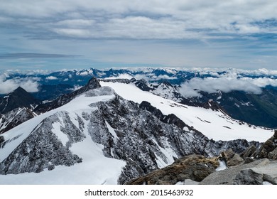 beautiful alpine landscape in austria summer climbing zuclerhuttl mountain in stubaier alps