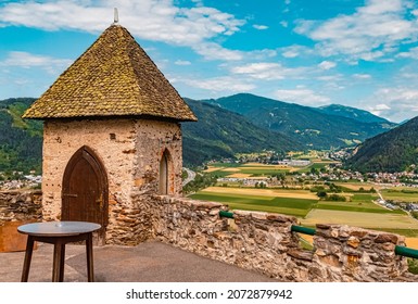 Beautiful alpine summer view at the famous Landskron castle ruins, Villach, Kaernten, Austria