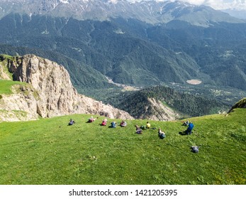 Beautiful And Amazing Askhi Plateau In Georgian Mountains. Fantastic Summer And Colors Of Lechkhumi. 