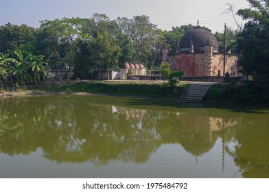 Beautiful Ancient Atiya Or Atia Mosque View From The Back With Reflection In Pond, Tangail District, Bangladesh	