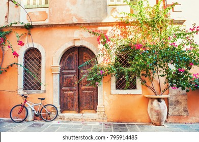 Beautiful Ancient Building In Chania, Crete Island, Greece. 