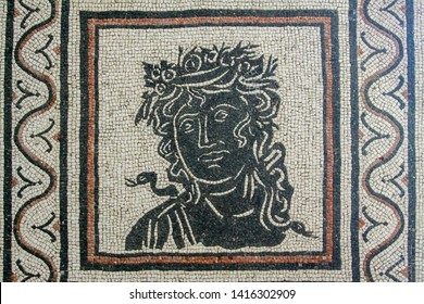 A Beautiful Ancient Roman Style Mosaic Pattern In Background.