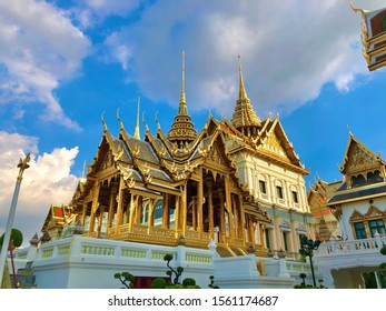 Beautiful Aporn Pimok Hall Near Chakri Throne Hall In Grand Palace Of Bangkok,Thailand.