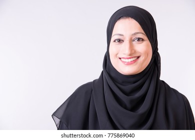 Beautiful Arab Woman In Hijab With White Background