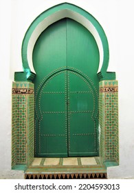 beautiful arabic door. Morocco door. Green door