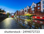 Beautiful architecture of Birmingham city canal at dawn