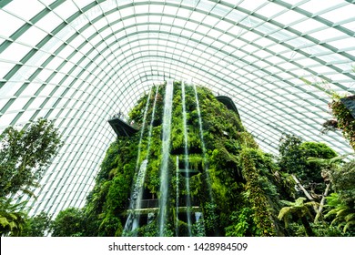 Beautiful Architecture Building Flower Dome Garden And Greenhouse Forest Landmark Of Singapore City For Travel