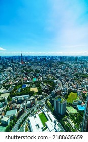 Beautiful Architecture Building Tokyo City With Tokyo Tower On Blue Sky In Japan