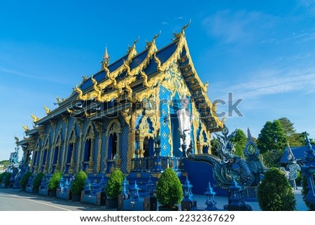 beautiful architecture at Wat Rong Suea Ten or Blue Temple in Chiang Rai, Thailand
