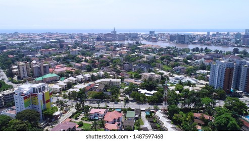 BEAUTIFUL ARIEL SHOT OF LAGOS NIGERIA VICTORIA ISALAND