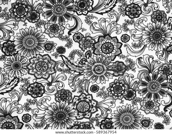 Beautiful Art Fabric Batik Pattern Black Stock Photo 589367954 