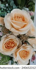 beautiful artificial flower, peach roses