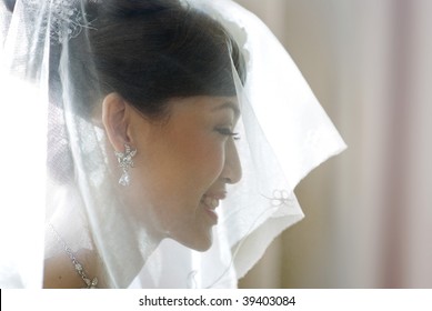 Beautiful Asian Bride With Smiling.