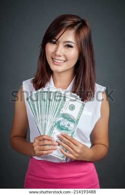 Beautiful Asian Girl Many Dollar Bills Stock Photo (Edit Now) 214193488