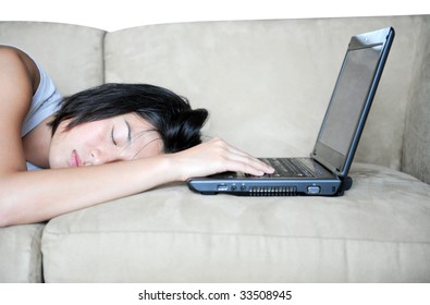 Beautiful Asian Girl Sleeping On Couch Stock Photo 33508945 | Shutterstock