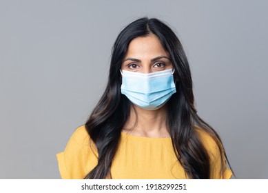 Beautiful Asian Indian Woman Wearing Protective Mask.