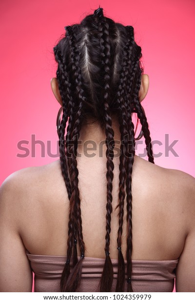 Beautiful Asian Long Straight Black Interweaving Stock Photo Edit