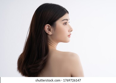Beautiful Asian Woman With A Beautiful Face . Side View