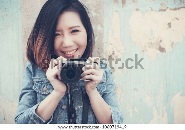 Beautiful Asian Woman Short Hair Travel Stock Photo Edit Now