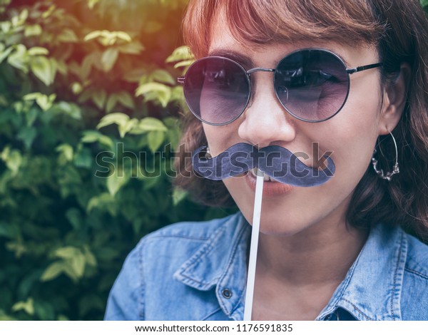 Beautiful Asian Woman Short Hair Wearing Stock Photo Edit Now