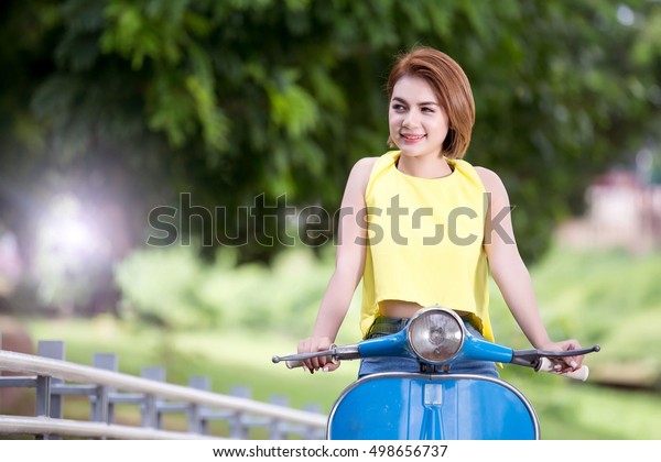 Beautiful Asian Woman Short Hair Yellow Stock Photo Edit Now