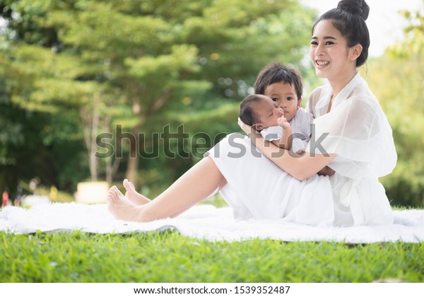 Beautiful Asian Young Mother Single Mom Stock Photo Edit Now