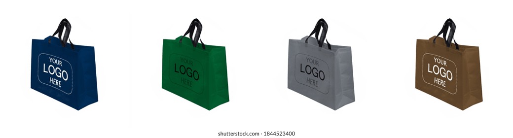 Beautiful Assorted Color Shopping Bags. Shopping Bags Mock Up. Copy Space For Text And Logo. Your Logo Here