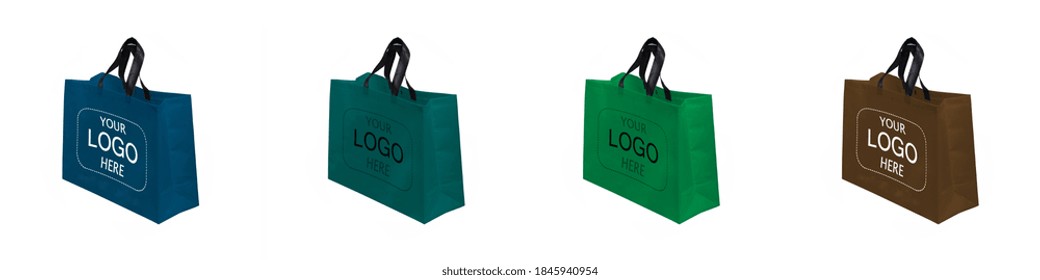 Beautiful Assorted Color Shopping Bags. Shopping Bags Mock Up. Copy Space For Text And Logo. Your Logo Here