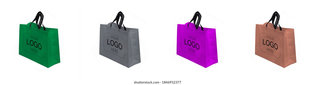 Beautiful Assorted Color Shopping Bags. Shopping Bags Mock Up. Copy Space For Text And Logo. Your Logo Here