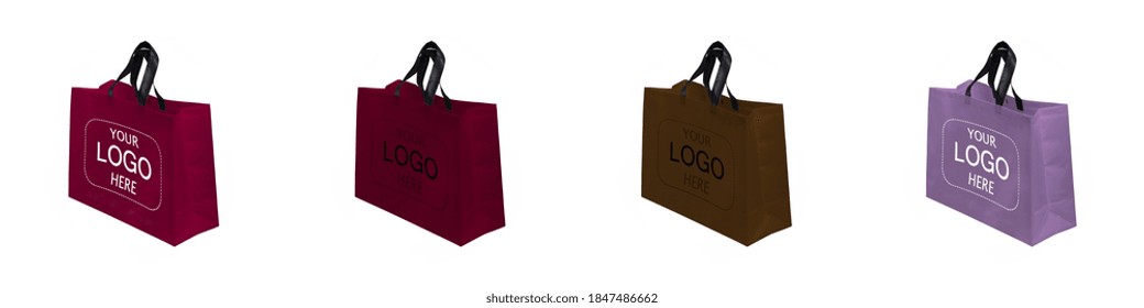 Beautiful Assorted Color Shopping Bags. Shopping Bags Mock Up. Copy Space For Text And Logo. Your Logo Here