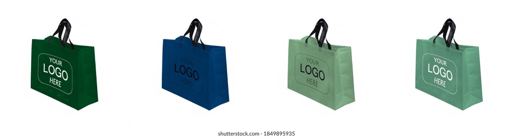 Beautiful Assorted Color Shopping Bags. Shopping Bags Mock Up. Copy Space For Text And Logo. Your Logo Here