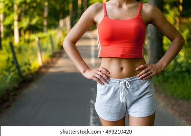 Beautiful Athletic Body. Slim Stomach