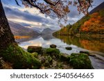 Beautiful autumn at the Buttermere lake in the Lake District National Park. England, UK