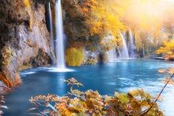 Beautiful waterfall in autumn forest featuring waterfall, thailand, and ...