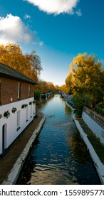 Beautiful Autumn London Canal Boat 