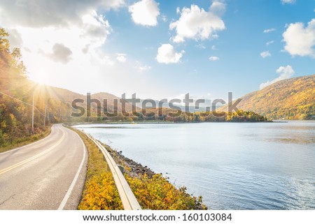 Beautiful autumn panorama  (Cape Breton, Nova Scotia, Canada)