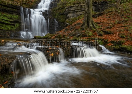 Beautiful Autumn scenery at Scaleber Force in The Yorkshire Dales, UK.