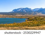 Beautiful autumn season view of Waterton Lakes National Park in Alberta, Canada