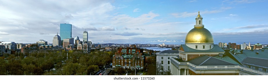  Beautiful Awe Inspiring Bird's Eye Panoramic View Of Boston On A Early Spring Morning