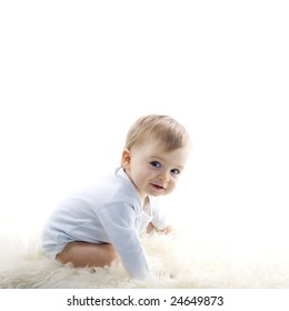 Beautiful  Baby Boy On White Background