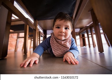 Beautiful Baby Boy Under The Table