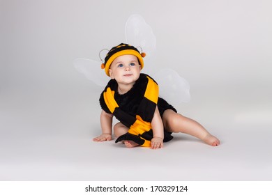 Beautiful Baby Dressed In A Bee Costume