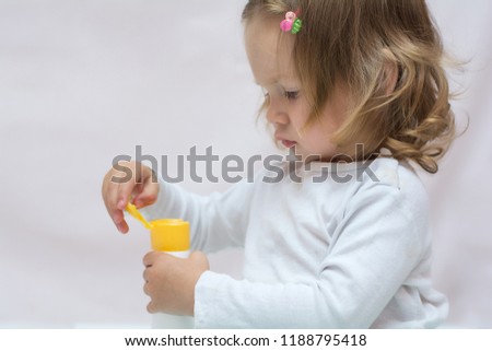 Beautiful Baby Holding Bottle Hand Shower Stock Photo Edit Now