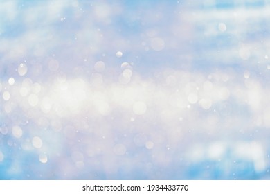 Beautiful Background With Bokeh. Gold On Light Blue. Natural Light